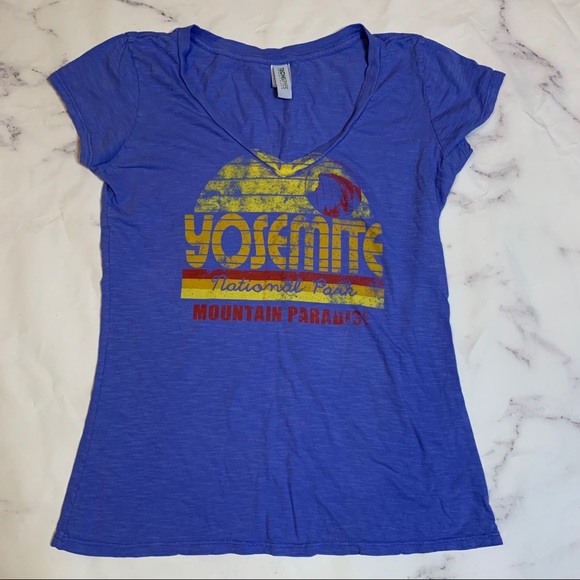 TechStyles Tops - Yosemite Beautiful Blue Ladies V-Neck T-shirt